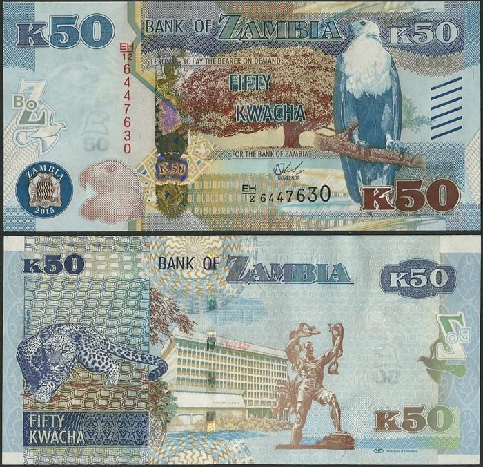 Picture of Zambia,P60,B163,50 Kwacha,2015,bleed lines