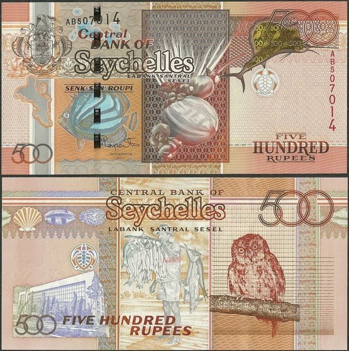 Picture of Seychelles,P45,B418a,500 Rupees,2011