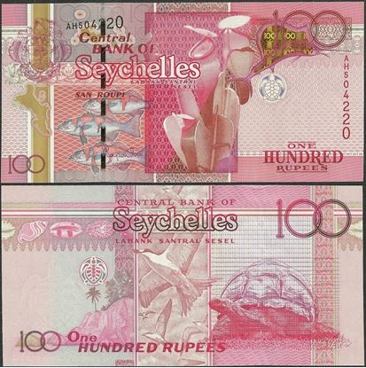Seychelles Banknote P44 100 Rupees AU 