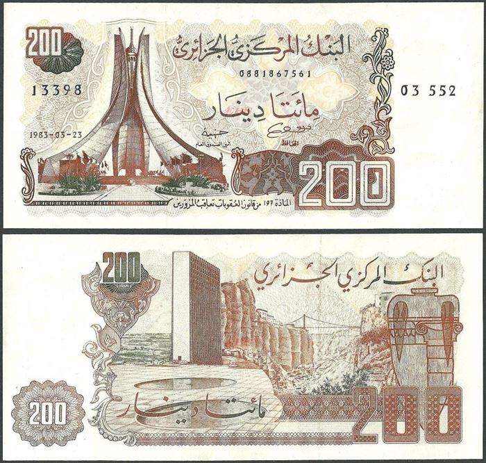 Picture of Algeria,P135,B314b,200 Dinars,1983,XF/AUNC