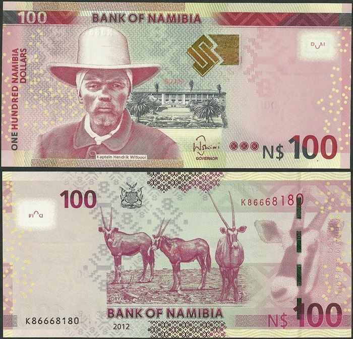 Picture of Namibia,P14,B212,100 Dollars,2012