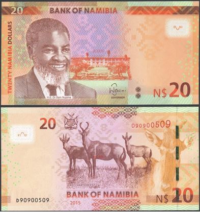 Picture of Namibia,P17,B217,20 Dollars,2015