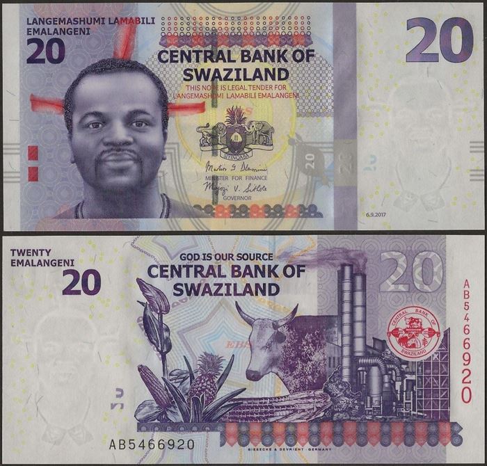 Picture of Swaziland,P37c,B232c,20 Emalangeni,2017