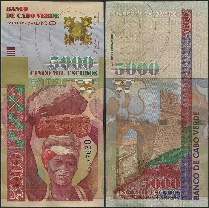 Picture of Cape Verde,P67,B216a,5000 Escudos,2000