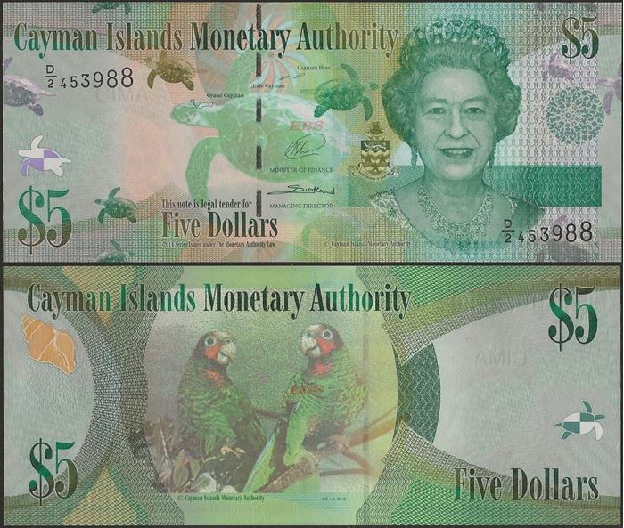 Picture of Cayman Islands,P39b,B219b,5 Dollar,D/2