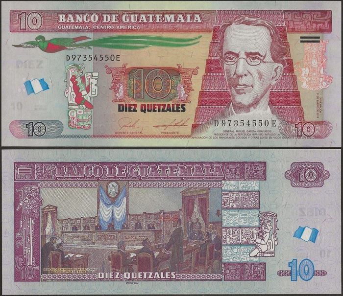 Picture of Guatemala,P123,B606i,10 Queztals,2018