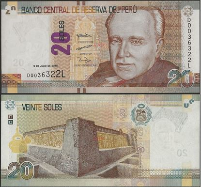 Picture of Peru,P193,B533b,20 Soles,2018