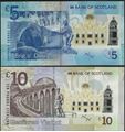 Picture of Scotland, 5 and10 Pound,Matching Pair,with folder