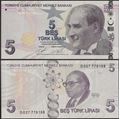 Picture of Turkey,P222b,B306c,5 Lira,D Prefix