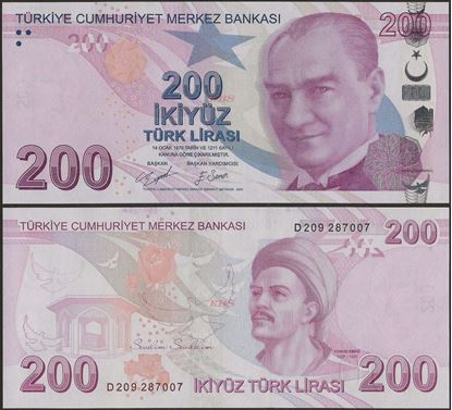 Picture of Turkey,P227d,B305d,200 Lira,D Prefix