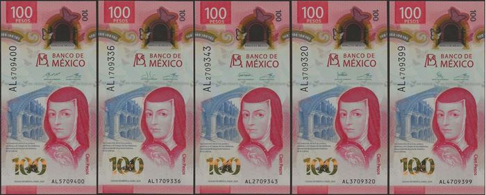 Picture of Mexico,B715,100 Pesos,2020,ALL 5 Signs