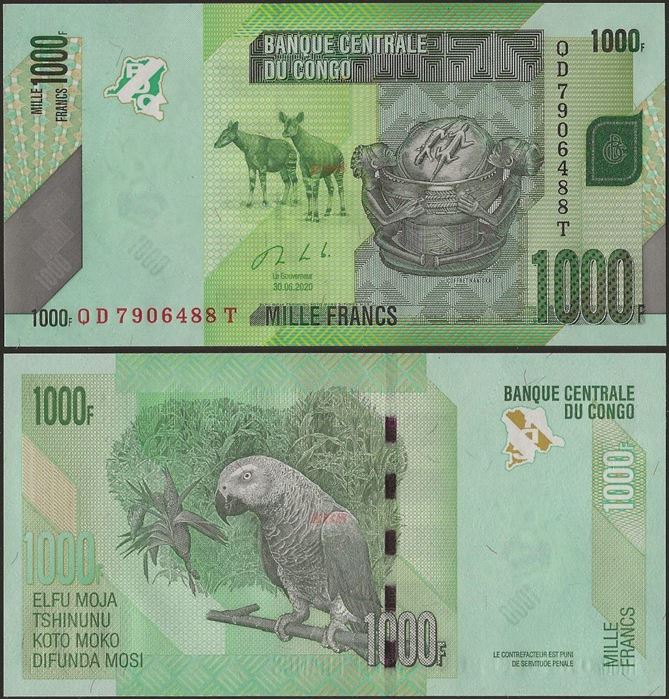 Picture of Congo Dem Republic,P101c, B323c,1000 Francs,2020