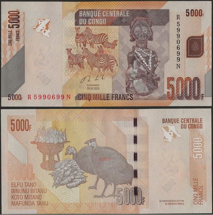 Picture of Congo Dem Republic,P102c, B324c,5000 Francs,2020