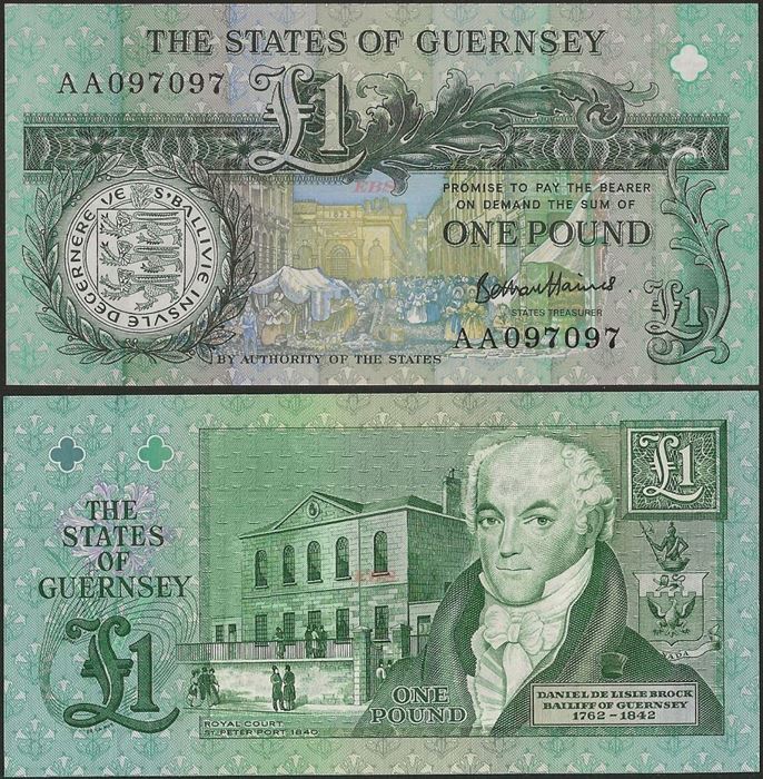 Picture of Guernsey,P52d,B157d,1 Pound,2020?,AA Prefix