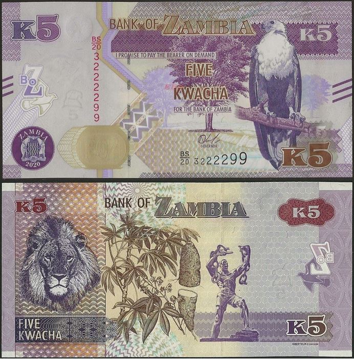 Picture of Zambia,B166b,5 Kwacha,2020