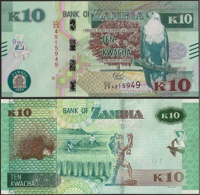 Picture of Zambia,B167b,10 Kwacha,2020