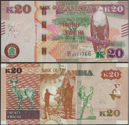 Picture of Zambia,B168b,20 Kwacha,2020