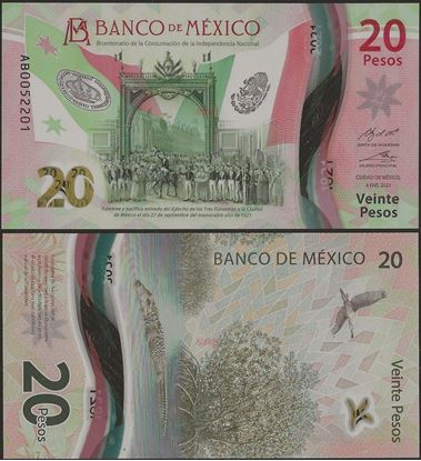 Picture of Mexico,B726,20 Pesos,2021,Sg 2,AB/AF