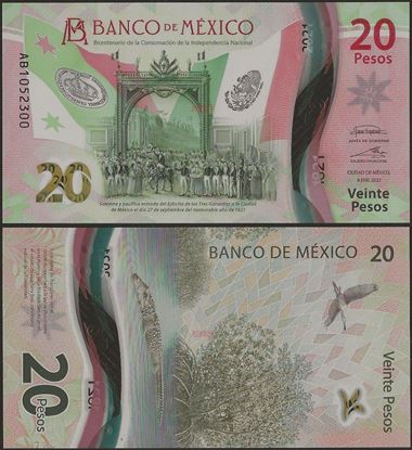 Picture of Mexico,P132?,B721,20 Pesos,2021,Mixed Signs&Serials