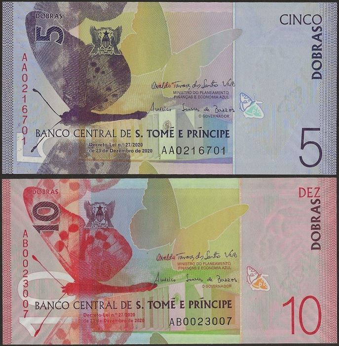 Picture of Sao Tome Principe,B314-B315,5/10 Dobras,2020,2 NOTE SET