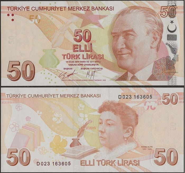 Picture of Turkey,P225d,B303d,50 Lira,D Prefix