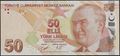 Picture of Turkey,P225d,B303d,50 Lira,D Prefix