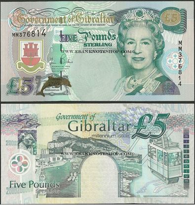 Picture of Gibraltar,P29,B127,5 Pounds,2000