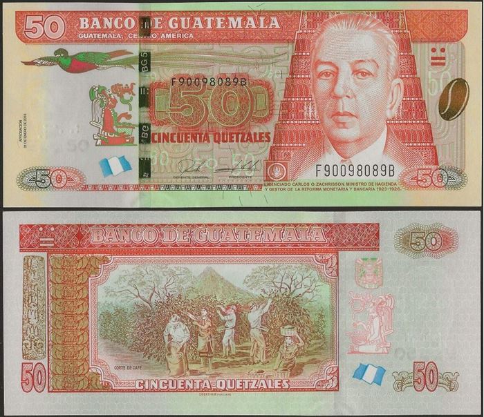 Picture of Guatemala,P125,B609c,50 Queztals,2018