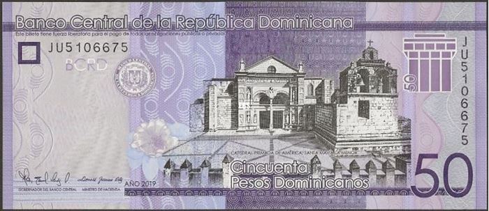 Picture of Dominican Republic,PNew,B727b,50 Pesos Dominicanos,2019