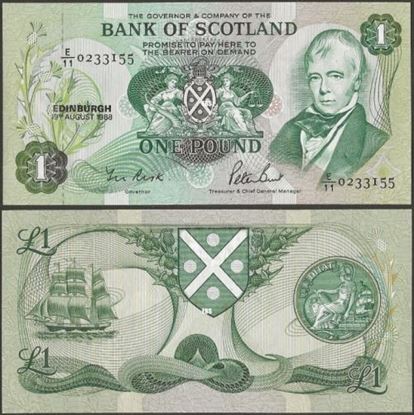 Picture of Scotland, P111g,1 Pound,1988,with folder