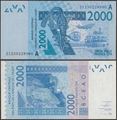 Picture of WAS A Ivory Coast,P116Au, B122Au,2000 Francs,2021