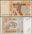 Picture of WAS B Benin,P219Bi, B120Bi,500 Francs,2020