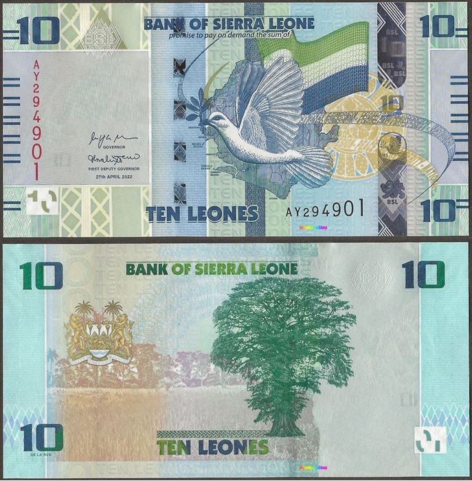 Picture of Sierra Leone,PW37,B132a,10 Leones,2022