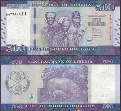 Picture of Liberia,P36b,B316b,500 Dollars,2017