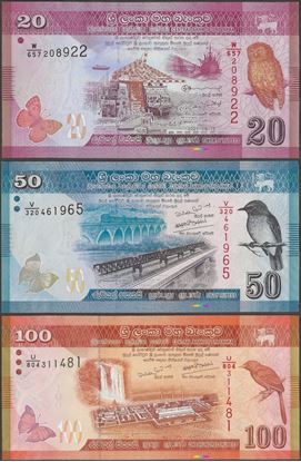 Picture of Sri Lanka,3 SET,P123 - P125,20-50-100 Rupees,2020