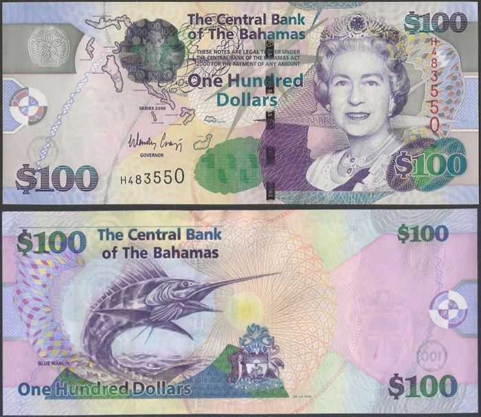 Picture of Bahamas,P76,B343,100 Dollars,2009