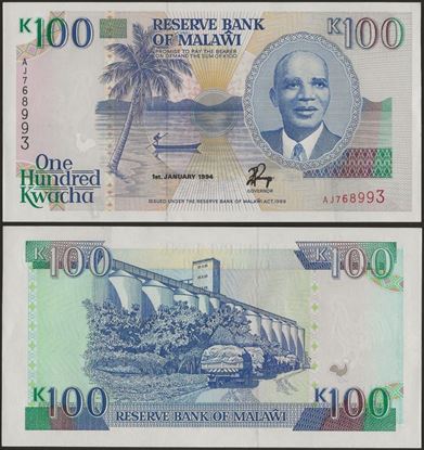 Picture of Malawi,P29b,B129b,100 Kwacha,1994