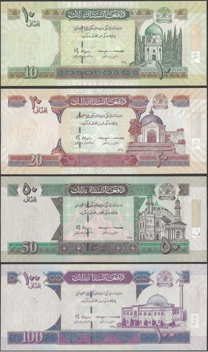 Picture of Afghanistan,4 NOTE SET,B372-B375,10 to 50 Afghani,2019