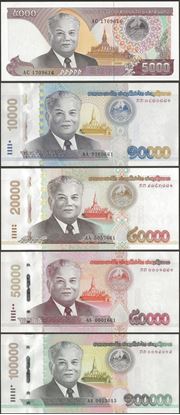 Picture of Laos,5 SET,B520-B524a,5k to 100k Kip,2020