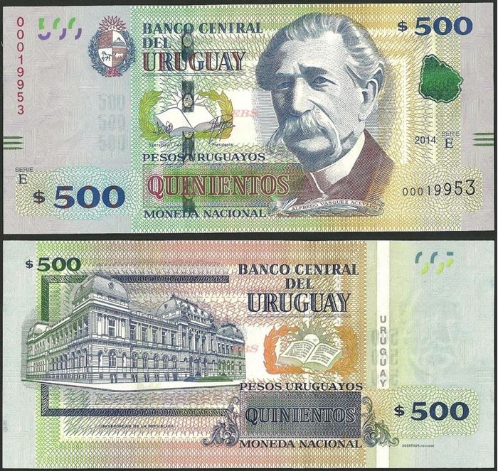 Picture of Uruguay,P097,B556,500 Pesos Uruguayos,2014