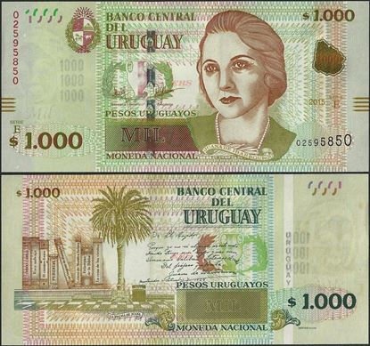 Picture of Uruguay,P098,B557a,1000 Pesos Uruguayos,2015