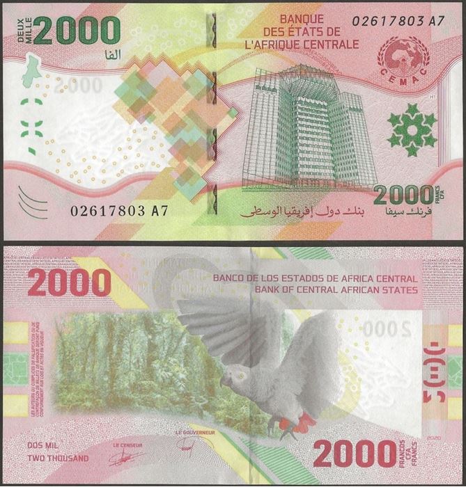 Picture of CAS Central African States,B113,2000 Francs,2020