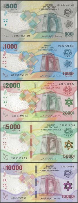 Picture of CAS Central African States,5 SET ,B111-115,500-10000 Francs,2020