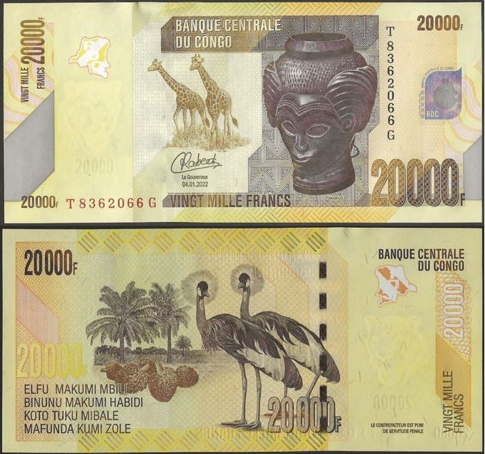 Picture of Congo Dem Republic,P104d,B326d,20000 Francs,2022