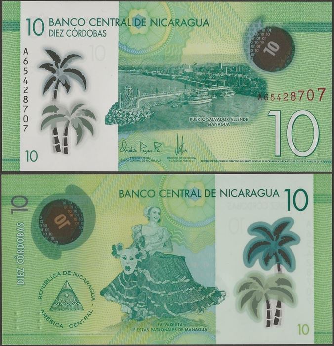 Picture of Nicaragua,P209b,B506b,10 Cordobas,2019 (In 2021)