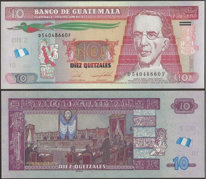 Picture of Guatemala,P123j,B606j,10 Queztals,2019