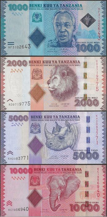 Picture of Tanzania,4 NOTE SET,1000 to 10000 Shillings,2020