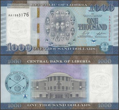 Picture of Liberia,B321a,1000 Dollars,2022