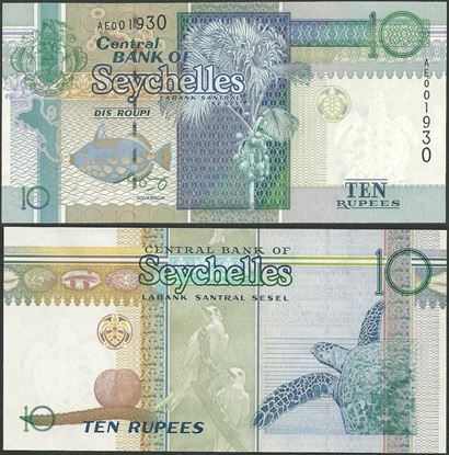 Picture of Seychelles,P36,B409b,10 Rupees,1998,4 Serial