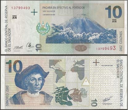 Picture of El Salvador,P148e,B1077e,10 Colones,1997